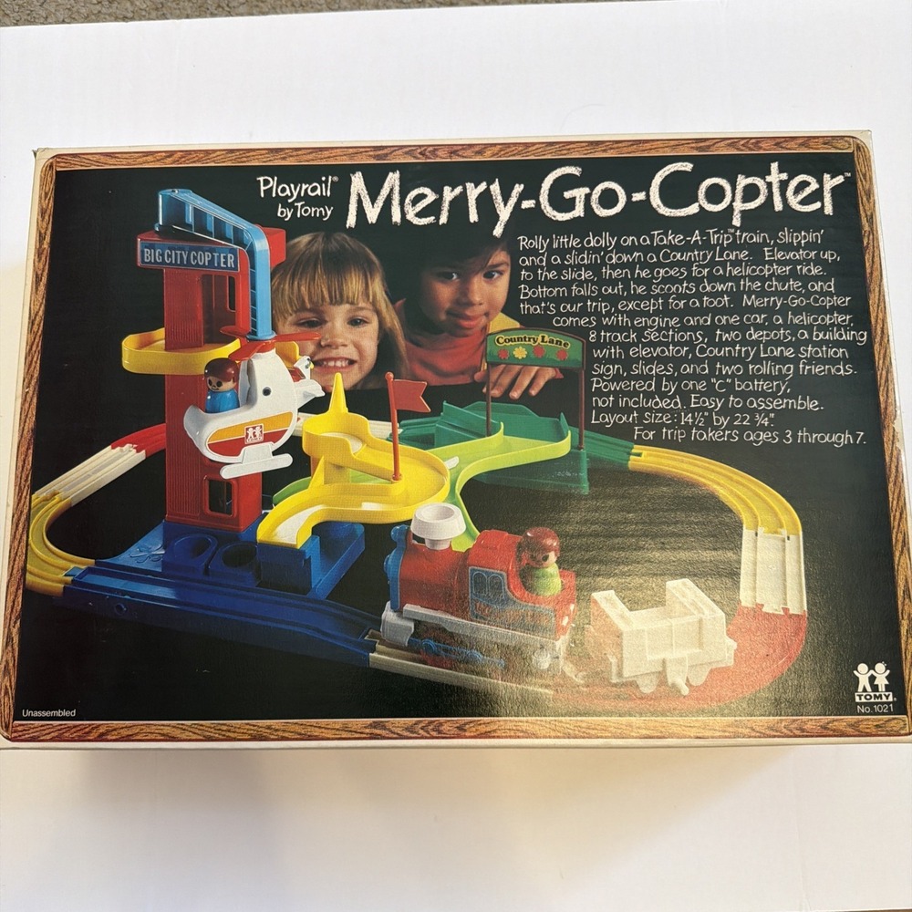 Vintage Tomy Playrail Merry Go Copter Complete W/Box